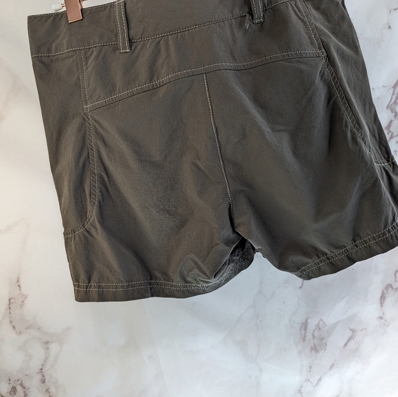 Athleta Shorts Women 10 12 Green Army Nylon Drawstring Mid Rise Ruched Pocket * - Picture 6 of 11